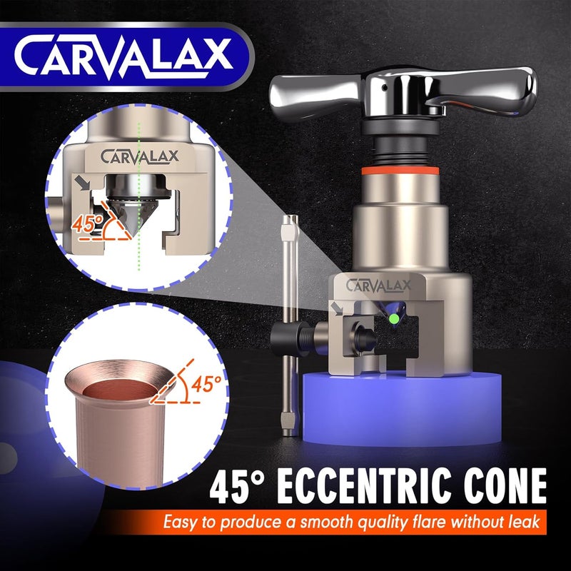 CARVALAX طقم تشكيل دقيق بزاوية 45° مع مشابك متريّة وإمبراطورية (2 مشبك) لماسورة 6-19 مم و 1/4"-3/4"، يتضمن قاطع، أداة إزالة الحواف وحقيبة صلبة لإصلاح أنظمة التكييف والتبريد - Image 3
